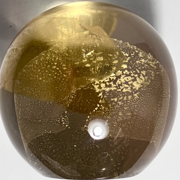 RANDY STRONG Signed Paperweight / 3.25 Inches / Vintage 1993 Gold Foil Art Glass - Picture 7 of 9